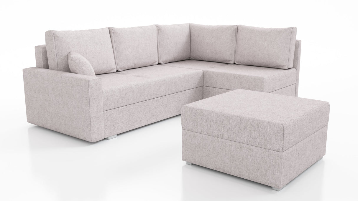 ECKSOFA BETT FINO 228CM + PASSENDER HOCKER / FEDERN + SCHAUMSTOFF