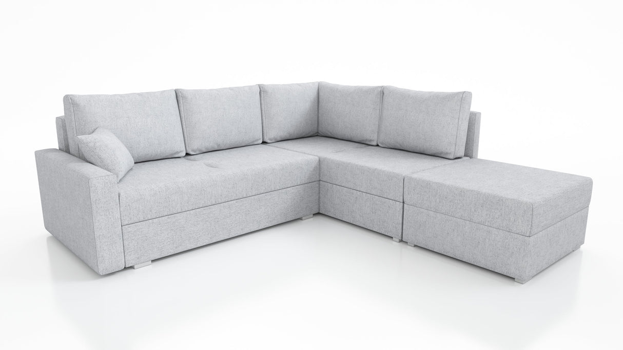 ECKSOFA BETT FINO 228CM + PASSENDER HOCKER / FEDERN + SCHAUMSTOFF