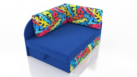 UNIVERSAL CORNER SOFA BED KUBUS CUBE BLUE / GRAPHITI Children room