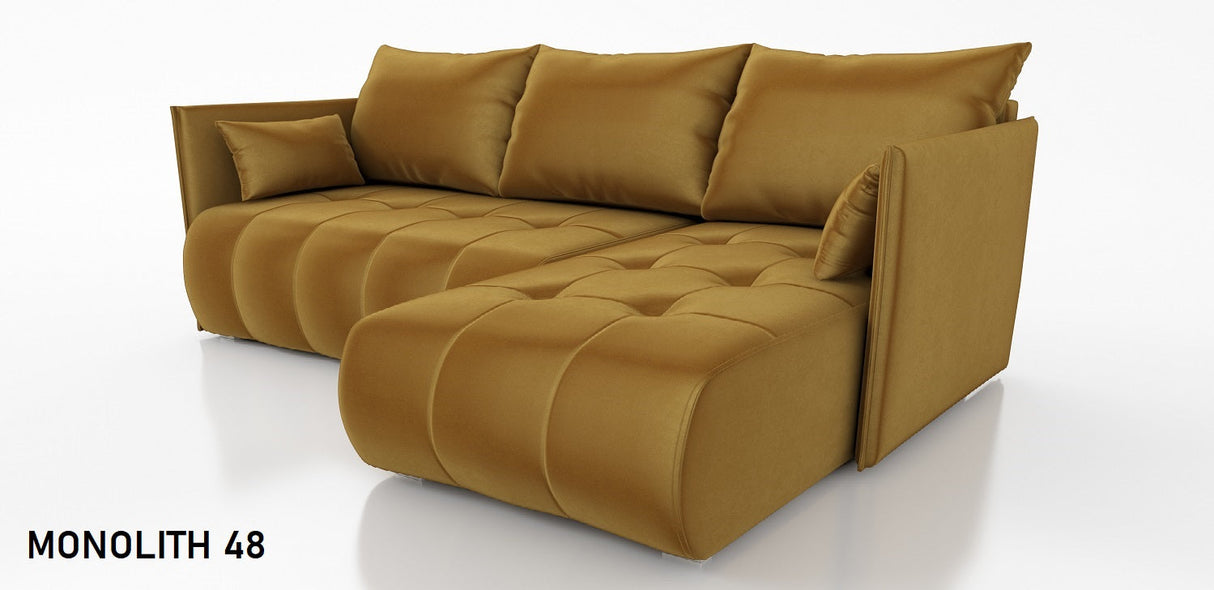 Sofa narożna z funkcją spania NESS 214CM / SPRĘŻYNY + PIANKA / WYBÓR KOLORU
