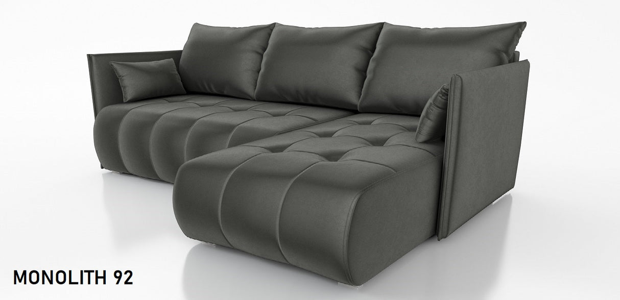 Sofa narożna z funkcją spania NESS 214CM / SPRĘŻYNY + PIANKA / WYBÓR KOLORU