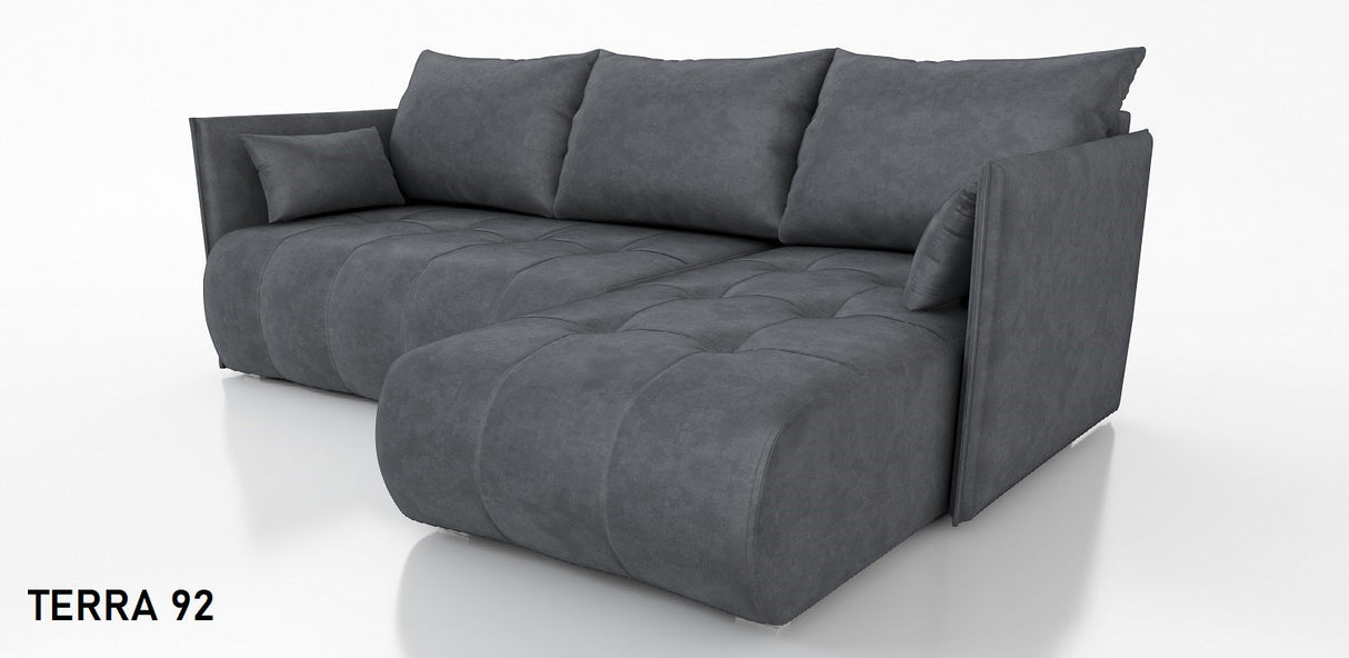 Sofa narożna z funkcją spania NESS 214CM / SPRĘŻYNY + PIANKA / WYBÓR KOLORU