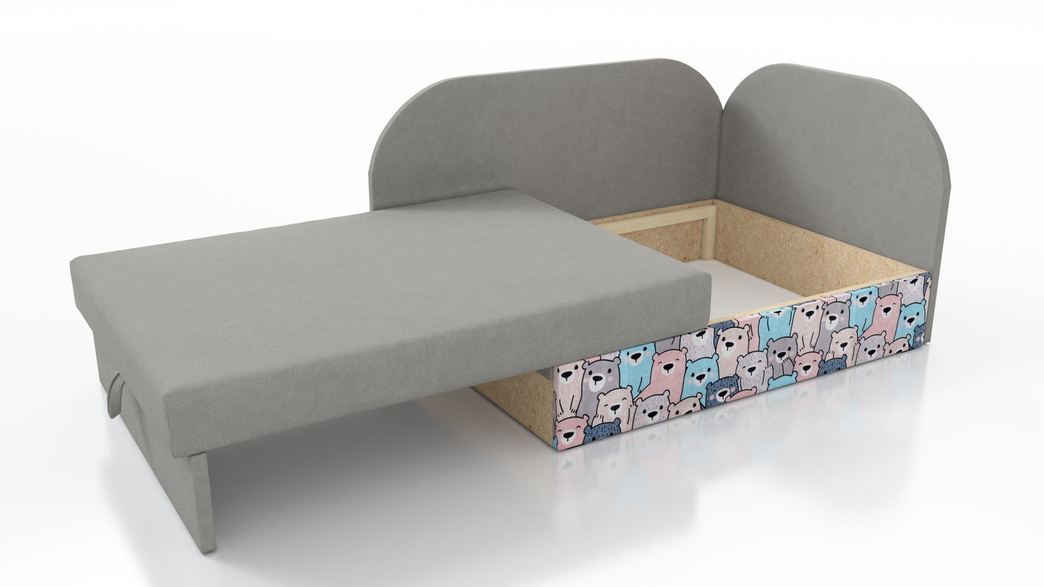 UNIVERSAL CORNER SOFA BED KUBUS CUBE GREY / TEDDY Children room