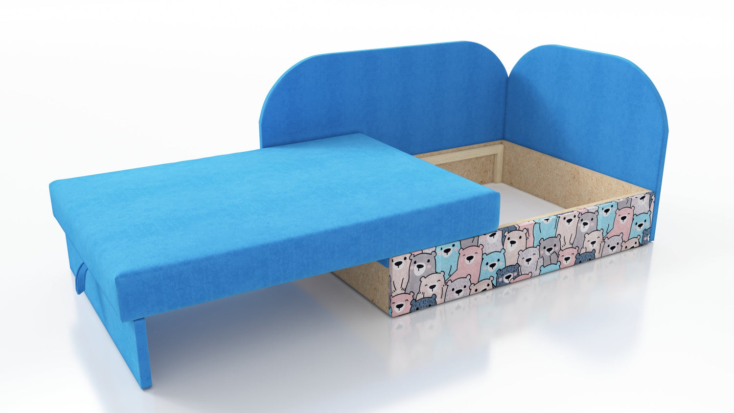 UNIVERSAL CORNER SOFA BED KUBUS CUBE BLUE / TEDDY Children room