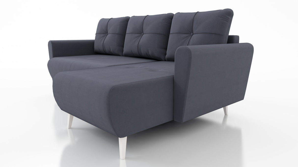 ECKSOFA BETT MONE UNIVERSAL 228cm KRONOS 22 PFLEGELEICHTER STOFF / BONELLFEDERN + SCHAUM