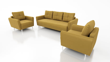 MONE 3+1+1 SOFA UND 2 SESSEL LEICHT ZU REINIGENDER STOFF / BONELLFEDERN + SCHAUMSTOFF