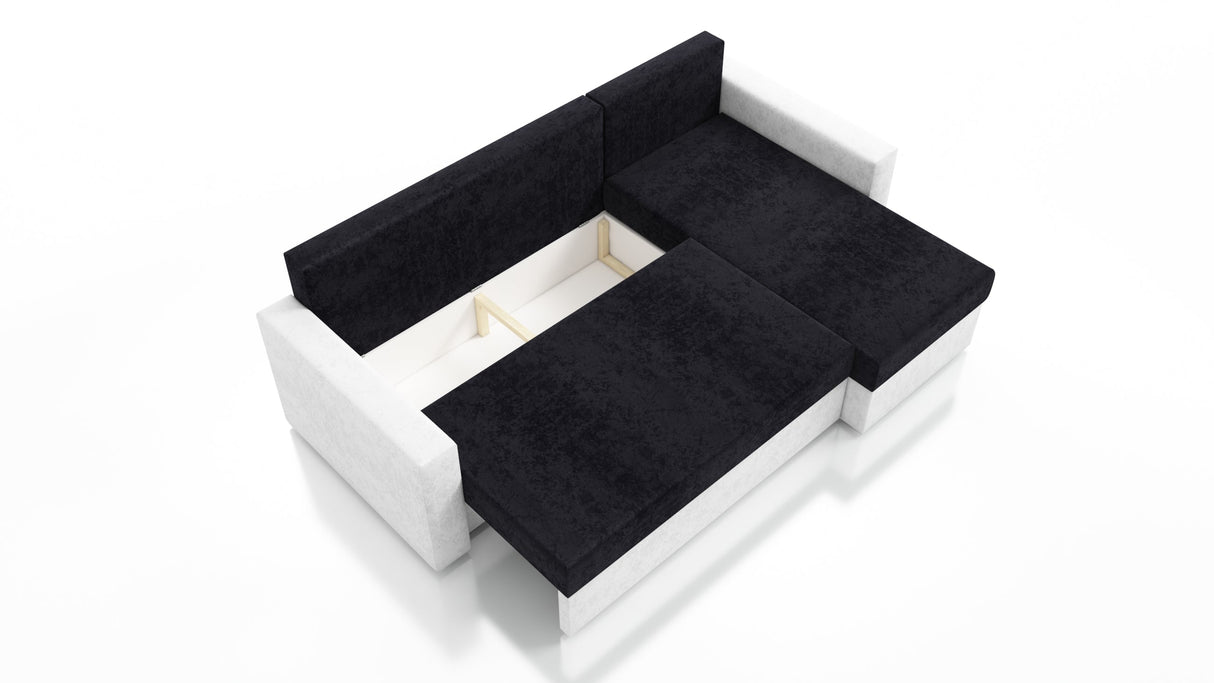 ECKSOFA BETT FOXY UNIVERSAL ECKE SAWANA 05 / WEIßES KUNSTLEDER / SCHAUMSTOFF