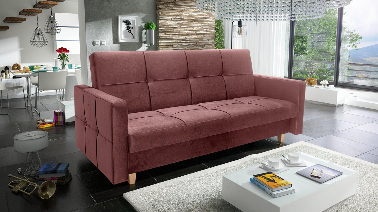 SOFA BETT COSMO 210cm / FEDERN + SCHAUM AUSWAHL DER FARBE LEICHT ZU REINIGENDER STOFF