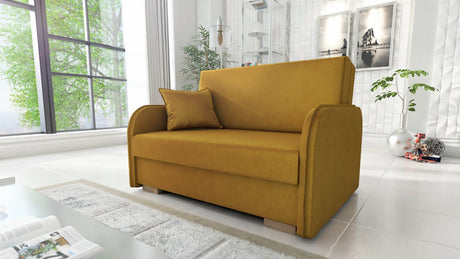 2 SEATER SOFA BED GOLDY 124CM EASY CLEAN FABRIC / SPRINGS + FOAM