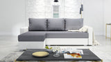 ECKSOFA BETT FOXY UNIVERSAL ECKE SAWANA 05 / WEIßES KUNSTLEDER / SCHAUMSTOFF