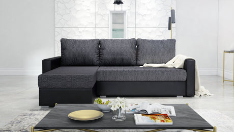 ECKSOFA BETT FOXY UNIVERSAL ECKE BERLIN 02 / SCHWARZ KUNSTLEDER / SCHAUMSTOFF