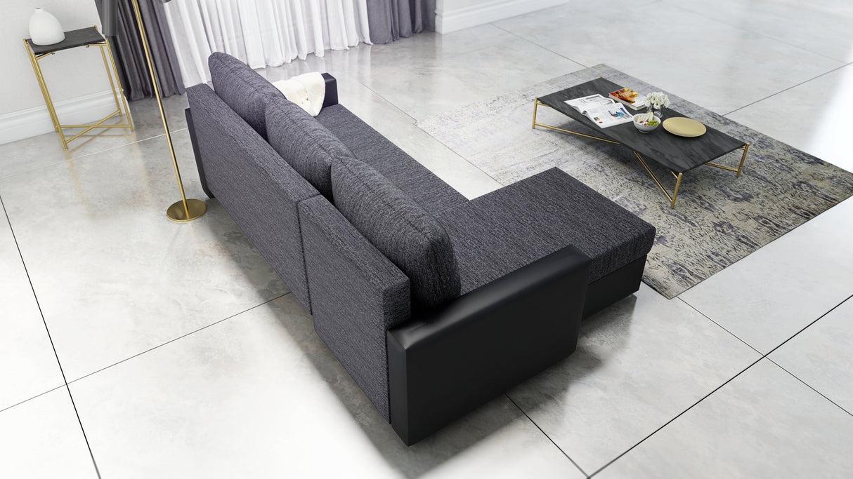 ECKSOFA BETT FOXY UNIVERSAL ECKE BERLIN 02 / SCHWARZ KUNSTLEDER / SCHAUMSTOFF