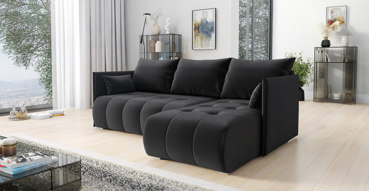 Sofa narożna z funkcją spania NESS 214CM / SPRĘŻYNY + PIANKA / WYBÓR KOLORU
