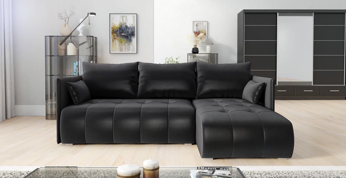 Sofa narożna z funkcją spania NESS 214CM / SPRĘŻYNY + PIANKA / WYBÓR KOLORU