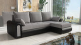 UNIVERSAL ECKSOFA BETT ECO 240CM GRAU/SCHWARZ KUNSTLEDER BERLIN 01 / MADRYT 9100 2X STAURAUM
