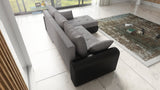 UNIVERSAL ECKSOFA BETT ECO 240CM GRAU/SCHWARZ KUNSTLEDER BERLIN 01 / MADRYT 9100 2X STAURAUM