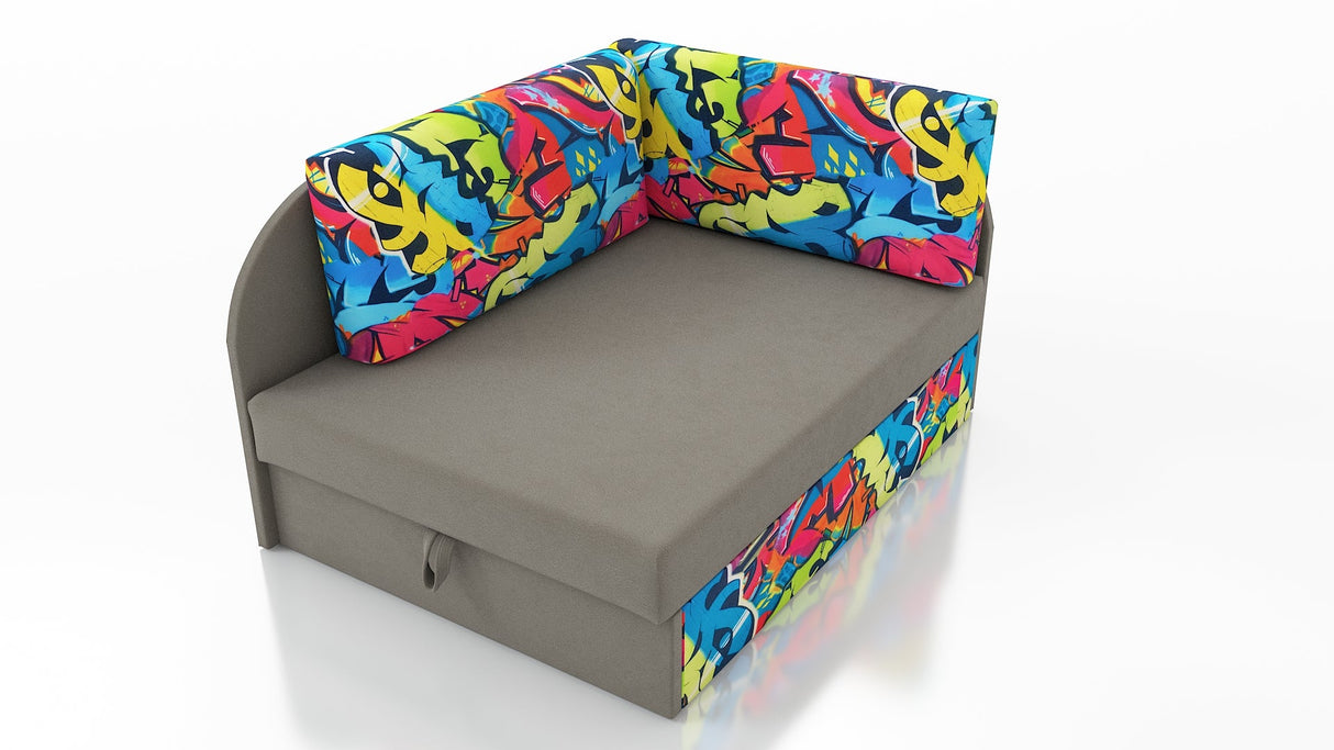 UNIVERSAL CORNER SOFA BED KUBUS CUBE GREY / GRAPHITI Children room