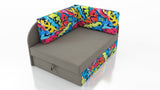 UNIVERSAL CORNER SOFA BED KUBUS CUBE GREY / GRAPHITI Children room