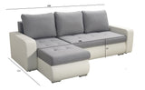 NAROŻNIK DAVY Z ROZKŁADANYM ŁÓŻKIEM WYBÓR KOLORU 238CM / SPRĘŻYNY + PIANKA