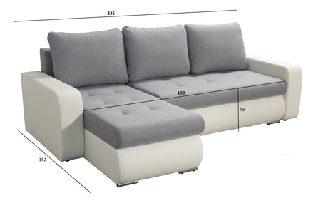 ECKSOFA BETT DAVY FARBAUSWAHL 238CM / FEDERN + SCHAUM