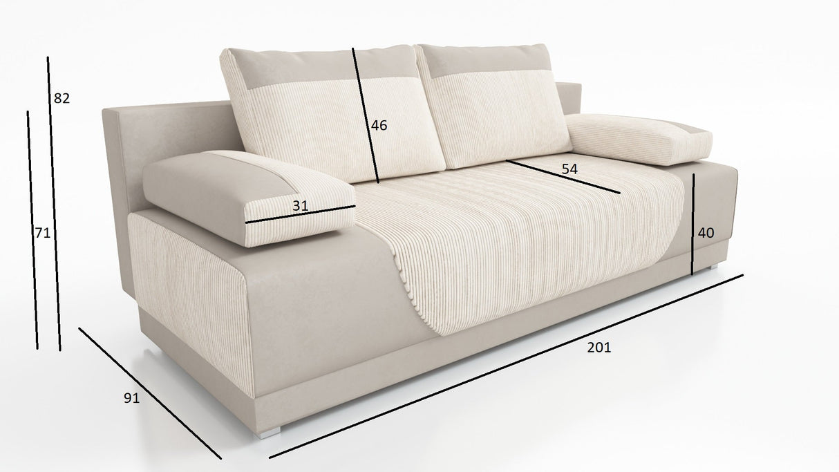 NEU!! SCHLAFSOFA CLEO 201CM BERLIN 01 SAWANA 14
