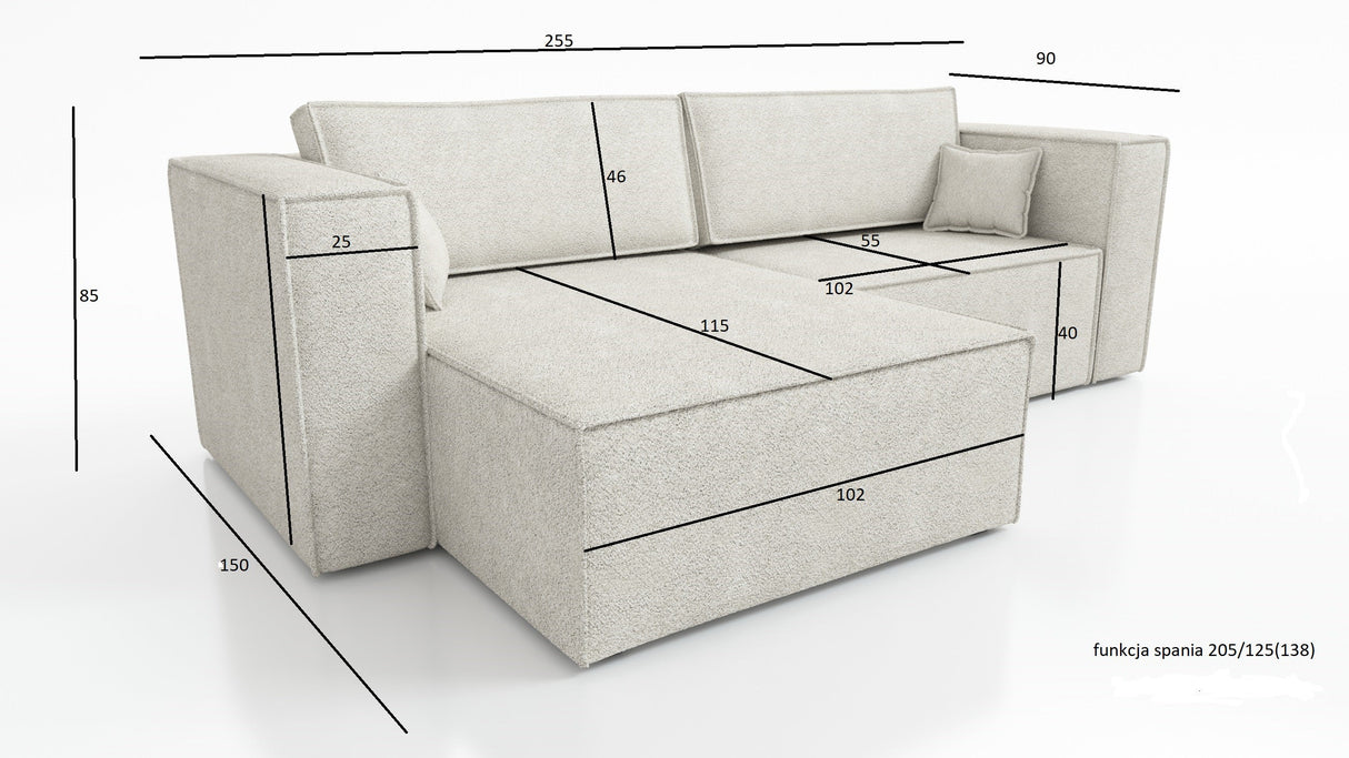 ECKSOFA BETT OTTO TILIA 255CM UNIVERSALE ECKE