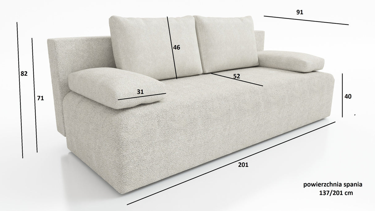 NEU!! SCHLAFSOFA ZOYA 201cm SZTRUKS 60