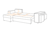ECKSOFA BETT LEON 255CM 2X STAURAUM UNIVERSALE ECKE RECHTS/LINKS ECKE / BONELLFEDERN + SCHAUMSTOFF